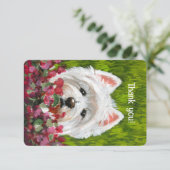 Carte De Remerciements Fleurs blanches et roses (Debout devant)