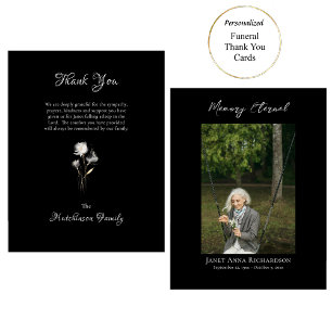 Carte De Remerciements Fleurs blanches éthérées Photo Mémorial orthodoxe