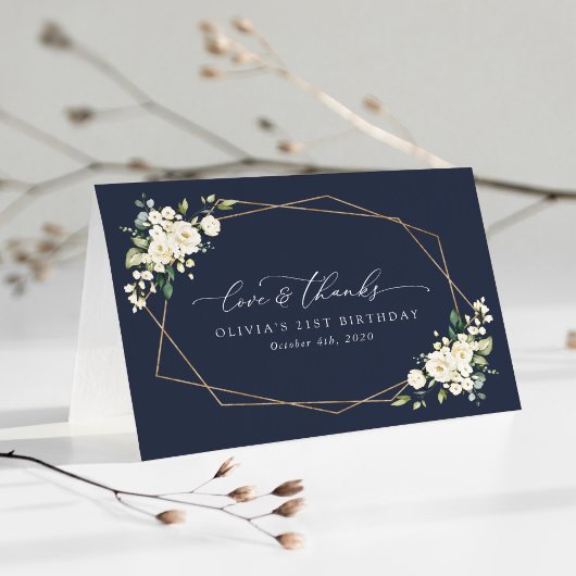 Carte De Remerciements Fleurs blanches, Fleurs de crème, Boho, Anniversai