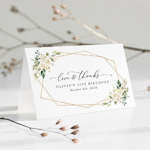 Carte De Remerciements Fleurs blanches, Fleurs de crème, Boho, Anniversai