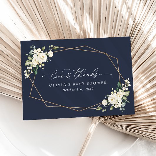 Carte De Remerciements Fleurs blanches, Fleurs de crème, Boho, Baby showe