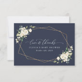 Carte De Remerciements Fleurs blanches, Fleurs de crème, Boho, Baby showe (Devant)