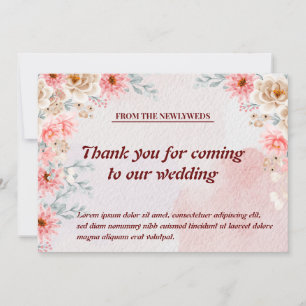 Carte De Remerciements Fleurs blanches & Gratitude : Chic Rose Floral Mer