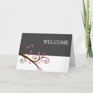 Carte De Remerciements Fleurs blanches noires Branche marron Joli accueil
