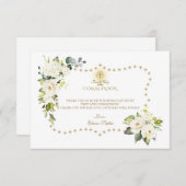 Carte De Remerciements Fleurs blanches Parties scintillant d'or étincelle (Devant / Derrière)