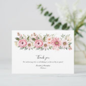Carte De Remerciements Fleurs blanches roses verdure Mariage Eucalyptus (Debout devant)