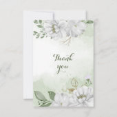 Carte De Remerciements fleurs blanches verdure (Devant)