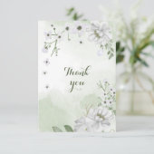Carte De Remerciements fleurs blanches verdure (Debout devant)