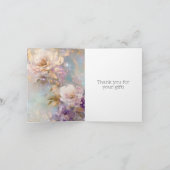 Carte De Remerciements Fleurs blanches violettes d'or féminin (Intérieur)
