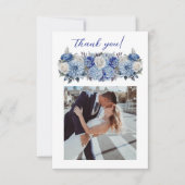 Carte De Remerciements Fleurs bleu aquarelle-Mariage- (Devant)