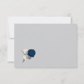 Carte De Remerciements fleurs bleu marine et blanches feuilles grises (Dos)