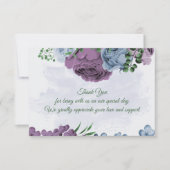 Carte De Remerciements Fleurs bleu pourpre vert feuille mariage (Devant)