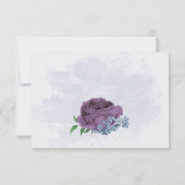 Carte De Remerciements Fleurs bleu pourpre vert feuille mariage (Dos)