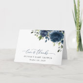 Carte De Remerciements Fleurs bleues de la Marine, Verdure, Boho, Baby sh (Devant)
