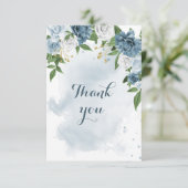 Carte De Remerciements fleurs bleues et blanches verdure (Debout devant)
