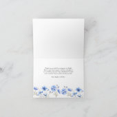 Carte De Remerciements Fleurs bleues et calligraphie élégante (Intérieur)