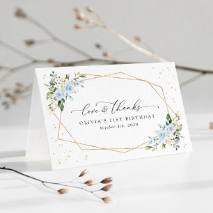 Carte De Remerciements Fleurs bleues, Fleurs blanches, Verdure, Anniversa