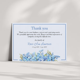 Carte De Remerciements Fleurs bleues florales de myosotis funérailles