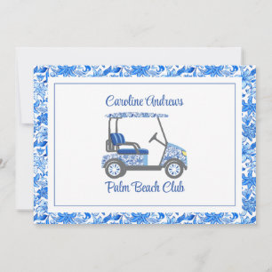 Carte De Remerciements Fleurs Bleues Prépa Chariot de Golf Palm Beach