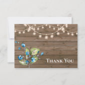 Carte De Remerciements Fleurs bleues rustiques String de lumières Quincea (Devant)