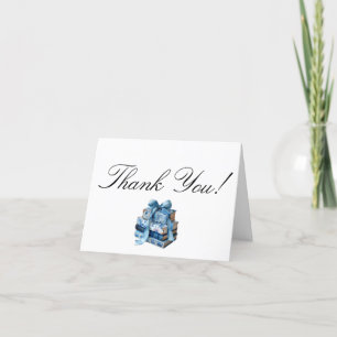 Carte De Remerciements Fleurs bleues Un nouveau chapitre Baby shower de m