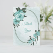 Carte De Remerciements fleurs bleues verdure botanique (Debout devant)