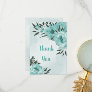 Carte De Remerciements fleurs bleues verdure botanique