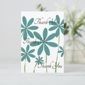 Carte De Remerciements Fleurs bleues vertes (Debout devant)