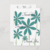 Carte De Remerciements Fleurs bleues vertes (Devant / Derrière)