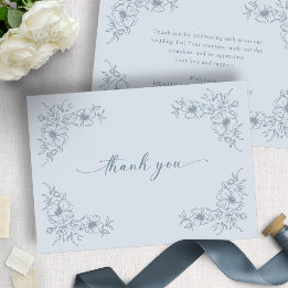 Carte De Remerciements Fleurs Bleues Vintage