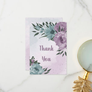 Carte De Remerciements fleurs bleues violettes mariage botanique