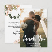 Carte De Remerciements Fleurs Boho Élégantes, Photo (Devant / Derrière)