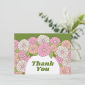 Carte De Remerciements Fleurs Boho - Rose, Vert, Corail (Debout devant)