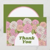 Carte De Remerciements Fleurs Boho - Rose, Vert, Corail (Devant / Derrière)