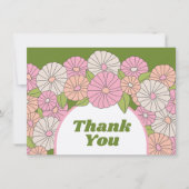 Carte De Remerciements Fleurs Boho - Rose, Vert, Coral (Devant)