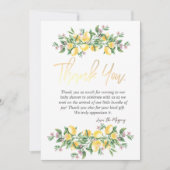 Carte De Remerciements Fleurs botaniques chic citrons aquarelle (Devant)