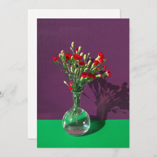 Carte De Remerciements Fleurs | Bouquet Carantion Rouge (Devant / Derrière)