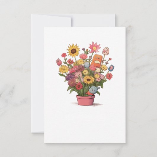 Carte De Remerciements Fleurs, bouquet, pot de fleurs (Devant)