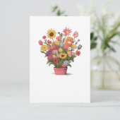Carte De Remerciements Fleurs, bouquet, pot de fleurs (Debout devant)
