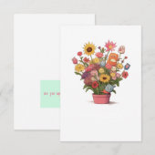 Carte De Remerciements Fleurs, bouquet, pot de fleurs (Devant / Derrière)