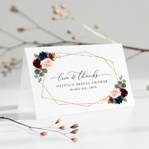 Carte De Remerciements Fleurs Bourgogne, Fleurs de Marine, Fête des marié