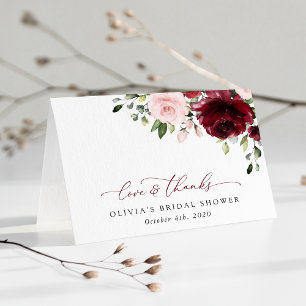 Carte De Remerciements Fleurs Bourgogne, Fleurs Roses, Fête des mariées