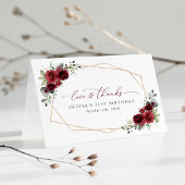 Carte De Remerciements Fleurs Bourgognes, Fleurs Rouges, Boho, Anniversai
