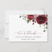 Carte De Remerciements Fleurs Bourgognes, Fleurs Rouges, Boho, Fête des m (Devant)