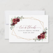 Carte De Remerciements Fleurs Bourgognes, Fleurs Rouges, Fête des mariées (Devant)