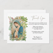 Carte De Remerciements Fleurs catholiques de condoléances pour funéraille (Devant / Derrière)