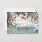 Carte De Remerciements Fleurs Chic Océan (Devant)