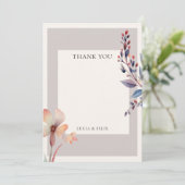 Carte De Remerciements Fleurs Classiques Aquarelle Bleue Mariage Blanc  (Debout devant)