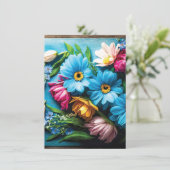 Carte De Remerciements Fleurs colorées (Debout devant)