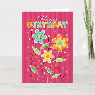 Carte De Remerciements Fleurs colorées Anniversaire